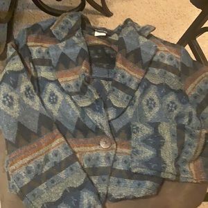 Fritzi Long sleeve petite medium one button waist length jacket great with jeans